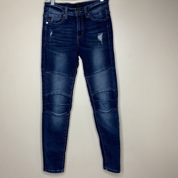 KanCan | Dark Denim Skinny Moto Jeans | Fitted Punk Rocker Jeana | Size 25 - Picture 10 of 11